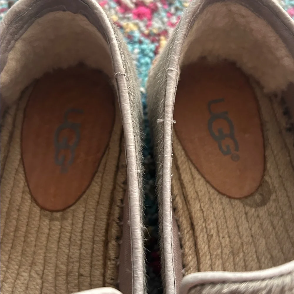 UGG Sandrinne Calf Hair‎ Scales Espadrille Gray Flat Slip On 1007150 Size 8